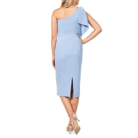 DRESS THE POPULATION Tiffany One-Shoulder Midi Dress in Sky Size Medium - Picture 2 of 8